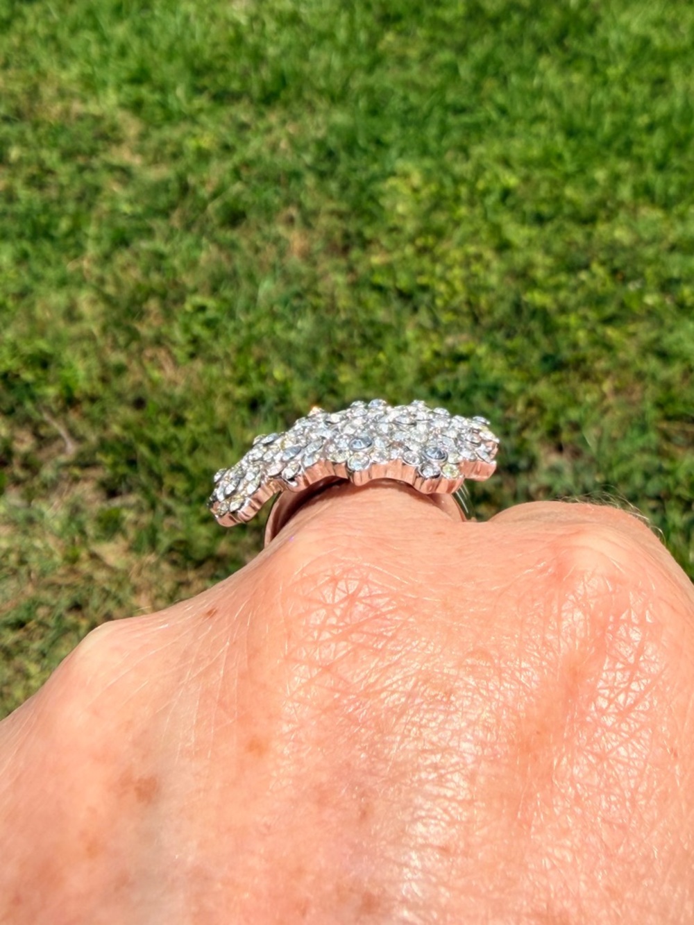 Vintage 90’s Camille Lucie Sparkling Crystal Cluster Statement Ring - Picture 6 of 11